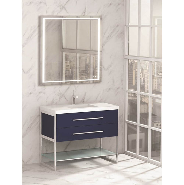Madeli - Madeli Silhouette 36'' Free Standing Vanity Sapphire/HW: Matte Black(MB) - Sapphire With Matte Black