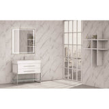 Madeli - Madeli Silhouette 36'' Free Standing Vanity White/HW: Polished Chrome(PC) - White With Polished Chrome