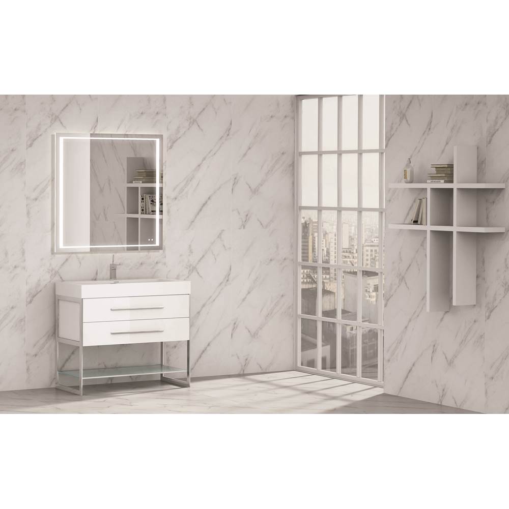 Madeli - Madeli Silhouette 36'' Free Standing Vanity White/HW: Polished Nickel(PN) - White With Polished Nickel