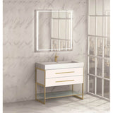 Madeli - Madeli Silhouette 36'' Free Standing Vanity White/HW: Satin Brass(SB) - White With Satin Brass