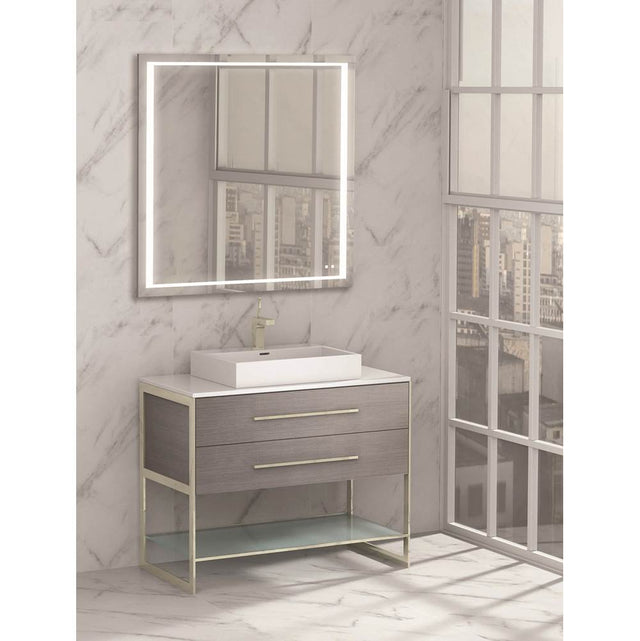 Madeli - Madeli Silhouette 42'' Free Standing Vanity Ash Grey/HW: Matte Black(MB) - Ash Gray With Matte Black