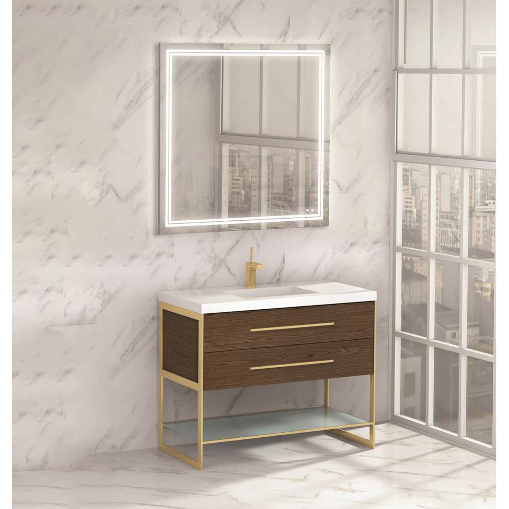 Madeli - Madeli Silhouette 42'' Free Standing Vanity Brandy/HW: Satin Brass(SB) - Brandy With Satin Brass