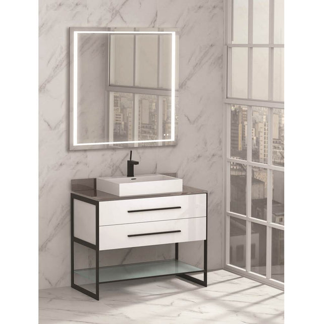 Madeli - Madeli Silhouette 42'' Free Standing Vanity White/HW: Matte Black(MB) - White With Matte Black