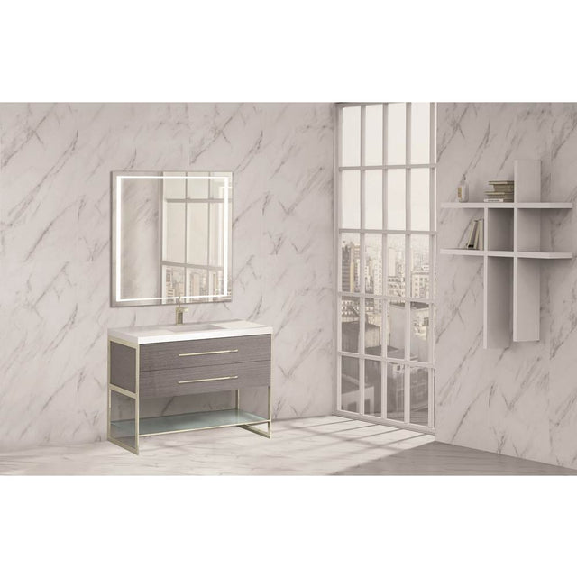 Madeli - Madeli Silhouette 48C'' Free standing Vanity Ash Grey/HW: Satin Brass(SB) - Ash Gray With Satin Brass