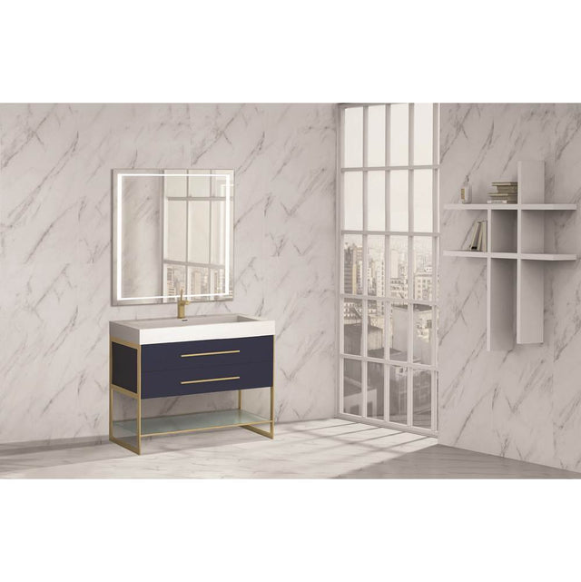 Madeli - Madeli Silhouette 48C'' Free standing Vanity Sapphire/HW: Matte Black(MB) - Sapphire With Matte Black