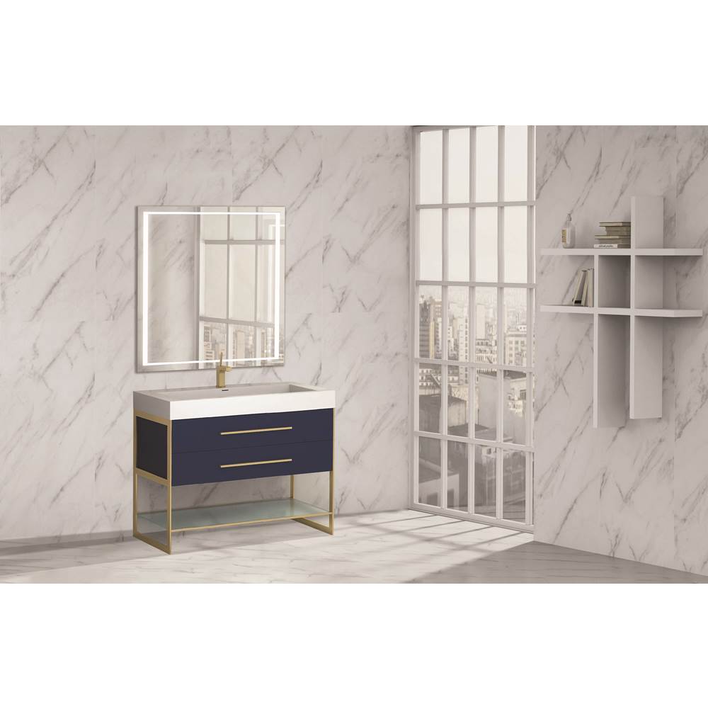 Madeli - Madeli Silhouette 48C'' Free standing Vanity Sapphire/HW: Polished Nickel(PN) - Sapphire With Polished Nickel