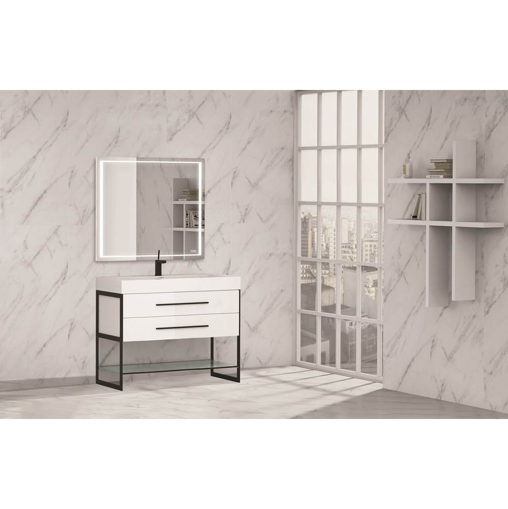 Madeli - Madeli Silhouette 48C'' Free standing Vanity White/HW: Brushed Nickel(BN) - White With Brushed Nickel