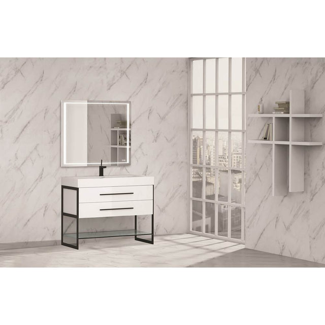Madeli - Madeli Silhouette 48C'' Free standing Vanity White/HW: Matte Black(MB) - White With Matte Black