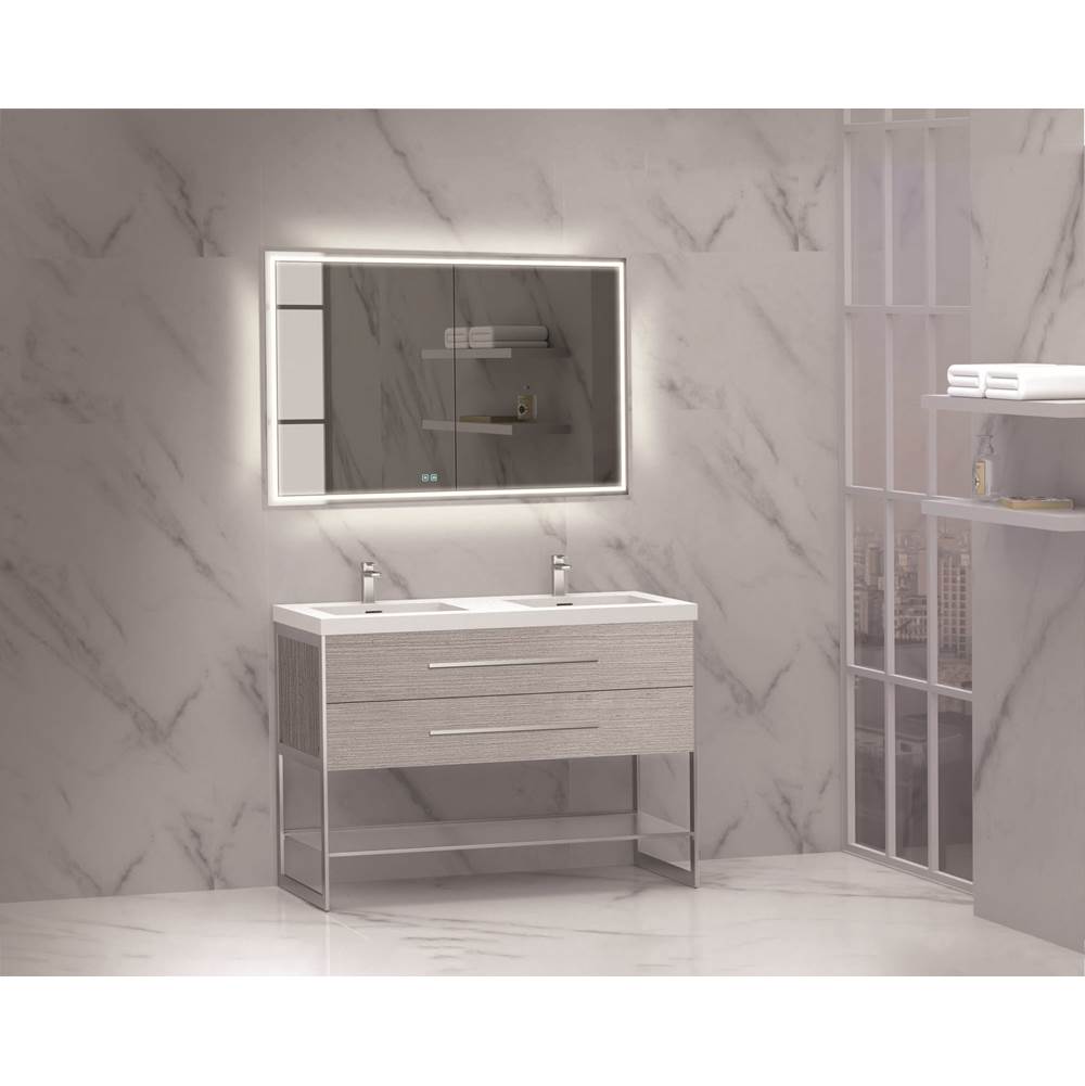 Madeli - Madeli Silhouette 48D'' Free standing Vanity Ash Grey/HW: Satin Brass(SB) - Ash Gray With Satin Brass