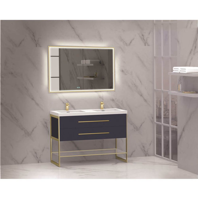 Madeli - Madeli Silhouette 48D'' Free standing Vanity Sapphire/HW: Matte Black(MB) - Sapphire With Matte Black
