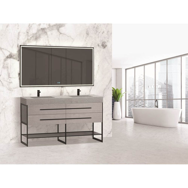 Madeli - Madeli Silhouette 60D'' Free standing Vanity Ash Grey/HW: Matte Black(MB) - Ash Gray With Matte Black