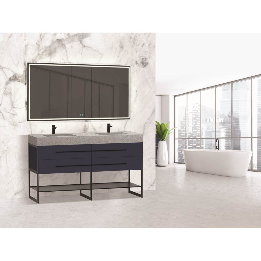 Madeli - Madeli Silhouette 60D'' Free standing Vanity Sapphire/HW: Matte Black(MB) - Sapphire With Matte Black