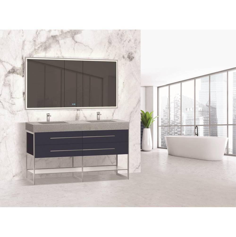 Madeli - Madeli Silhouette 60D'' Free standing Vanity Sapphire/HW: Polished Nickel(PN) - Sapphire With Polished Nickel