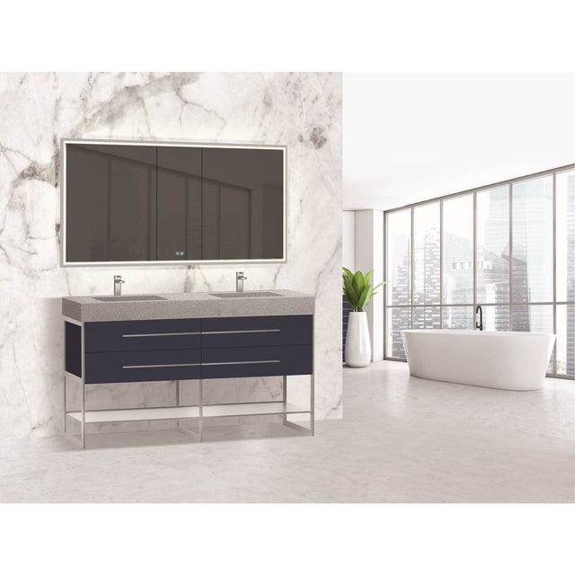Madeli - Madeli Silhouette 60D'' Free standing Vanity Sapphire/HW: Satin Brass(SB) - Sapphire With Satin Brass