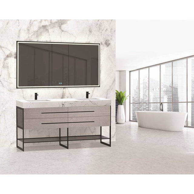 Madeli - Madeli Silhouette 72'' Free standing Vanity Ash Grey/HW: Brushed Nickel(BN) - Ash Gray With Brushed Nickel