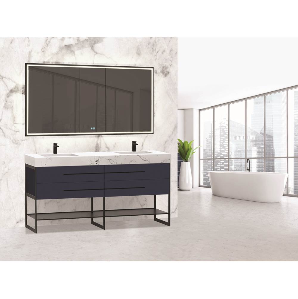 Madeli - Madeli Silhouette 72'' Free standing Vanity Sapphire/HW: Matte Black(MB) - Sapphire With Matte Black