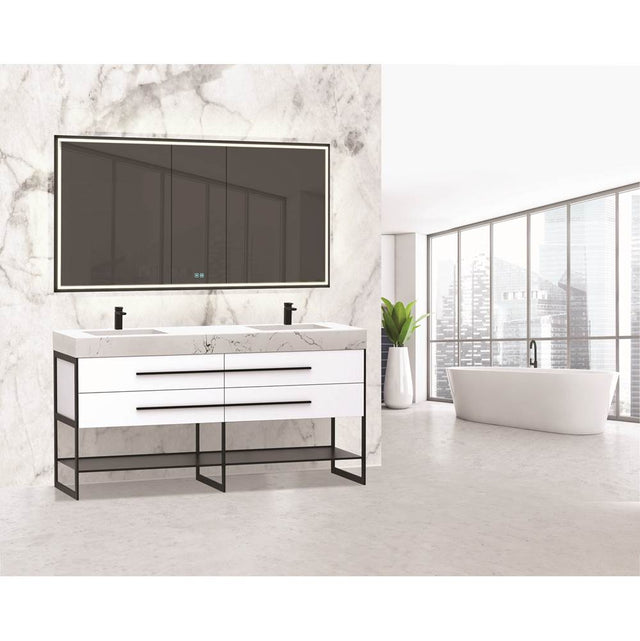 Madeli - Madeli Silhouette 72'' Free standing Vanity White/HW: Brushed Nickel(BN) - White With Brushed Nickel