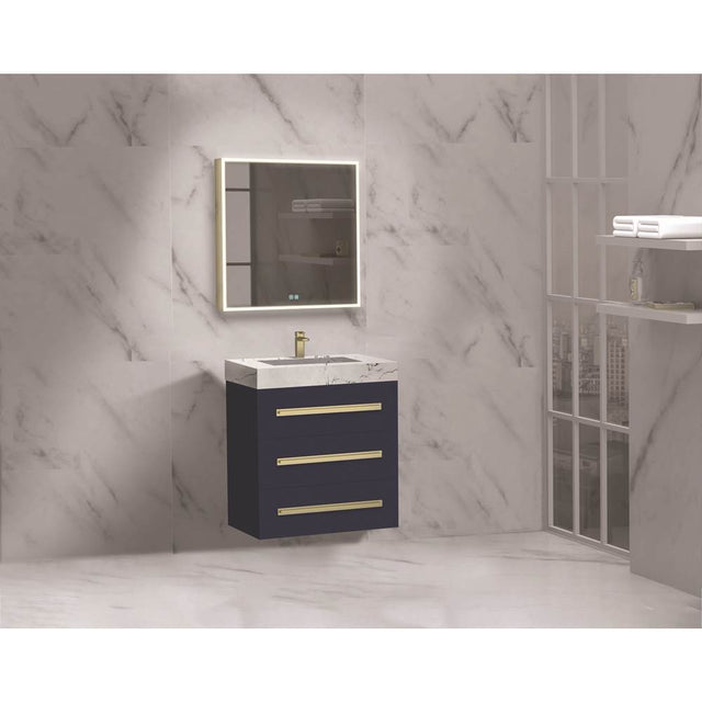 Madeli - Madeli Epic 24'' Wall hung Vanity Cabinet Sapphire Finish/HW: Matte Black(MB) - Sapphire With Matte Black