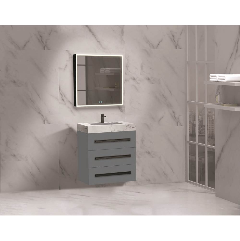 Madeli - Madeli Epic 24'' Wall hung Vanity Cabinet Studio Grey Finish/HW: Brushed Nickel(BN) - Studio Gray With Brushed Nickel