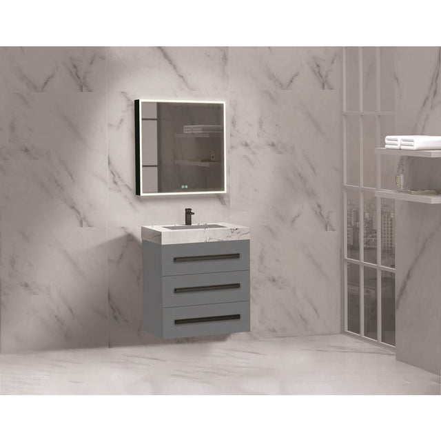 Madeli - Madeli Epic 24'' Wall hung Vanity Cabinet Studio Grey Finish/HW: Polished Chrome(PC) - Studio Gray With Polished Chrome