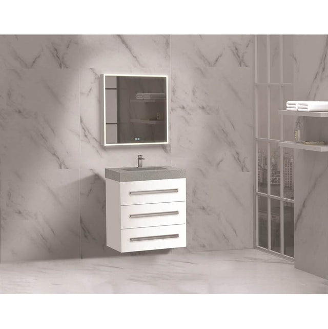 Madeli - Madeli Epic 24'' Wall hung Vanity Cabinet White Finish/HW: Polished Chrome(PC) - White With Polished Chrome