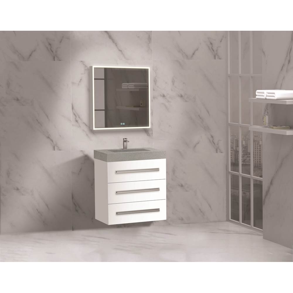 Madeli - Madeli Epic 24'' Wall hung Vanity Cabinet White Finish/HW: Polished Nickel(PN) - White With Polished Nickel