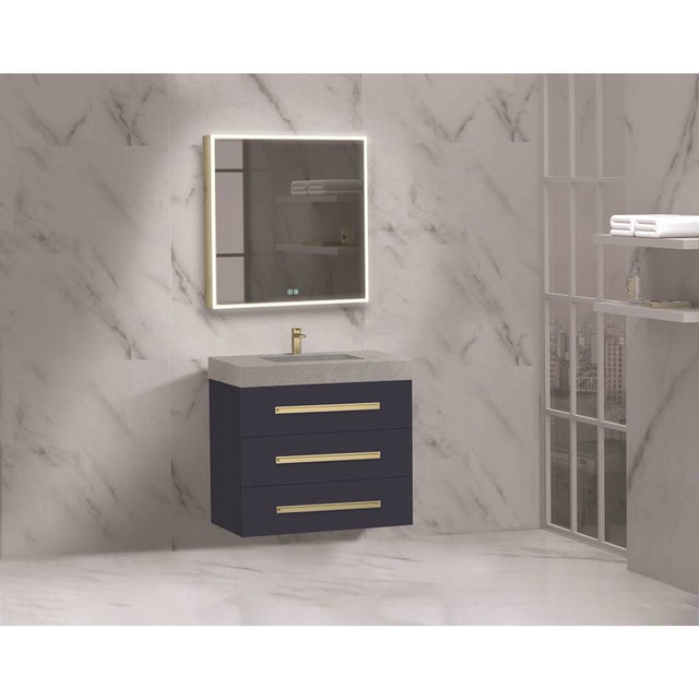 Madeli - Madeli Epic 30'' Wall hung Vanity Cabinet Sapphire Finish/HW: Matte Black(MB) - Sapphire With Matte Black