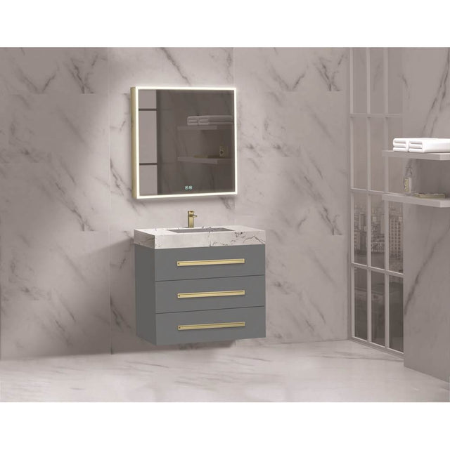 Madeli - Madeli Epic 30'' Wall hung Vanity Cabinet Studio Grey Finish/HW: Polished Nickel(PN) - Studio Gray With Polished Nickel