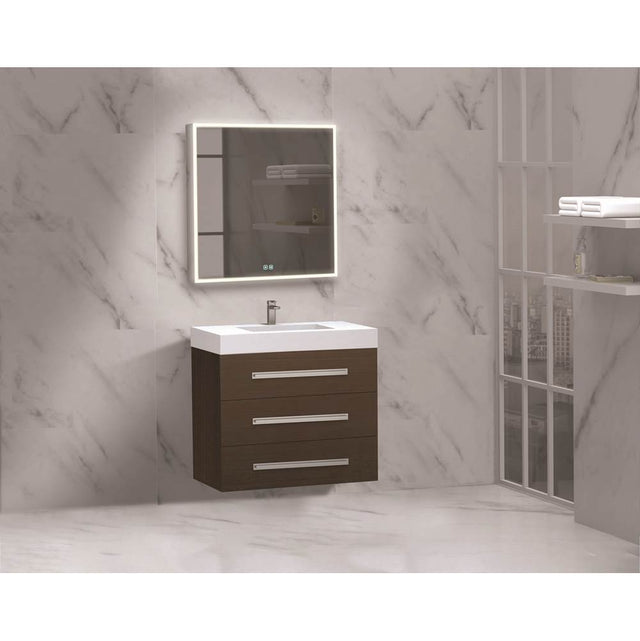 Madeli - Madeli Epic 30'' Wall hung Vanity Cabinet Walnut Finish/HW: Matte Black(MB) - Walnut With Matte Black