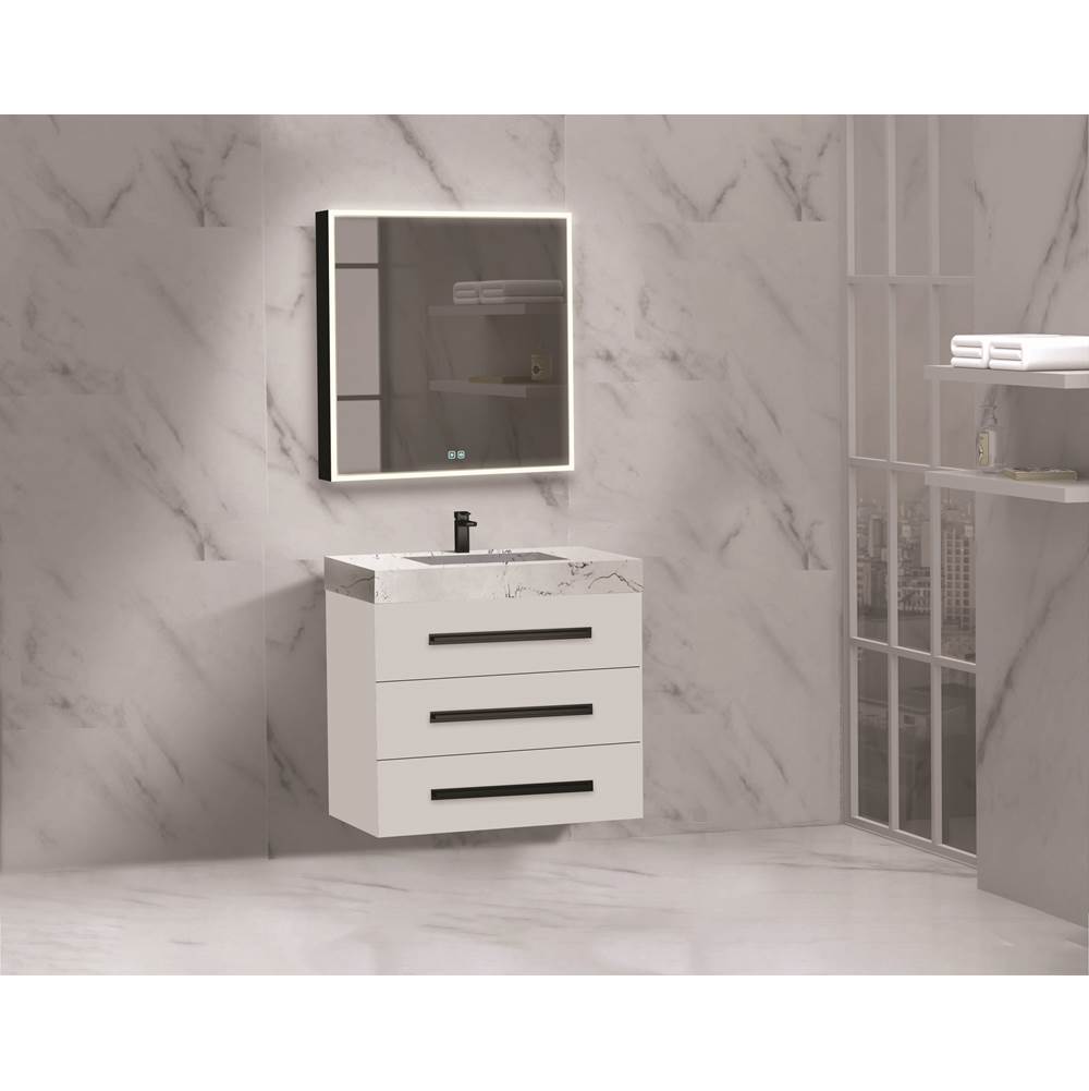 Madeli - Madeli Epic 30'' Wall hung Vanity Cabinet White Finish/HW: Brushed Nickel(BN) - White With Brushed Nickel