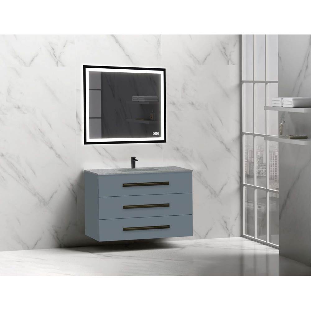 Madeli - Madeli Epic 42'' Wall hung Vanity Cabinet Studio Grey Finish/HW: Polished Chrome(PC) - Studio Gray With Polished Chrome