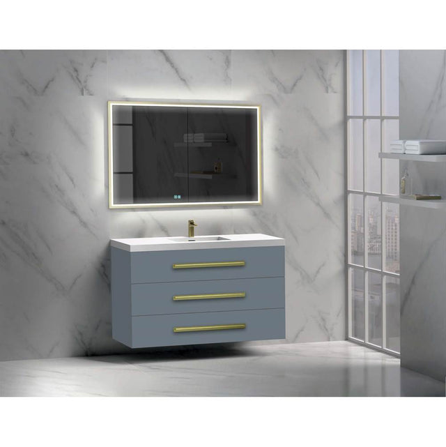 Madeli - Madeli Epic 48C'' Wall hung Vanity Cabinet Studio Grey Finish/HW: Polished Chrome(PC) - Studio Gray With Polished Chrome