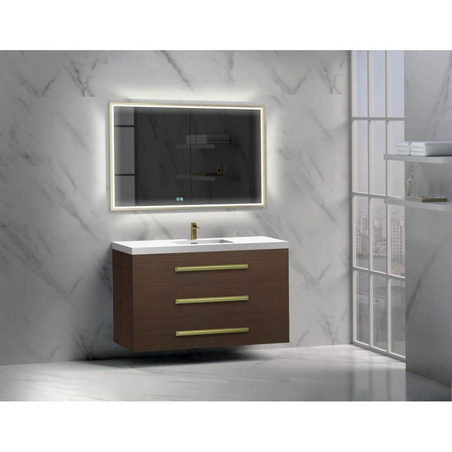 Madeli - Madeli Epic 48C'' Wall hung Vanity Cabinet Walnut Finish/HW: Matte Black(MB) - Walnut With Matte Black