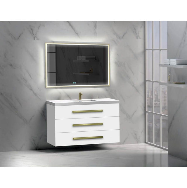 Madeli - Madeli Epic 48C'' Wall hung Vanity Cabinet White Finish/HW: Matte Black(MB) - White With Matte Black