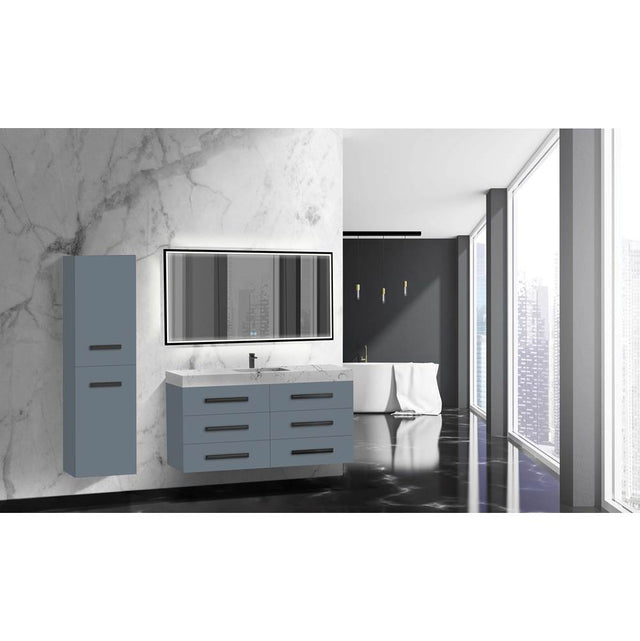 Madeli - Madeli Epic 60C'' Wall hung Vanity Cabinet Studio Grey Finish/HW: Matte Black(MB) - Studio Gray With Matte Black