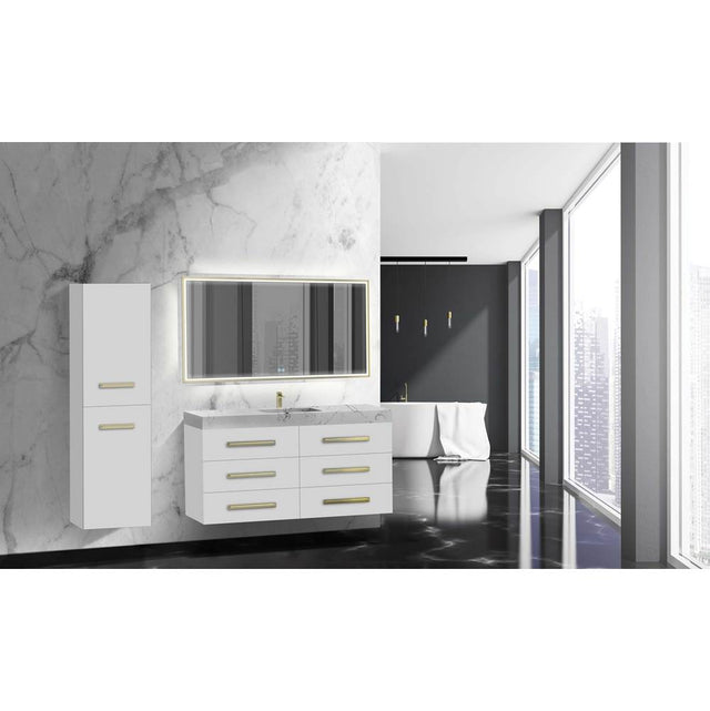 Madeli - Madeli Epic 60C'' Wall hung Vanity Cabinet White Finish/HW: Matte Black(MB) - White With Matte Black