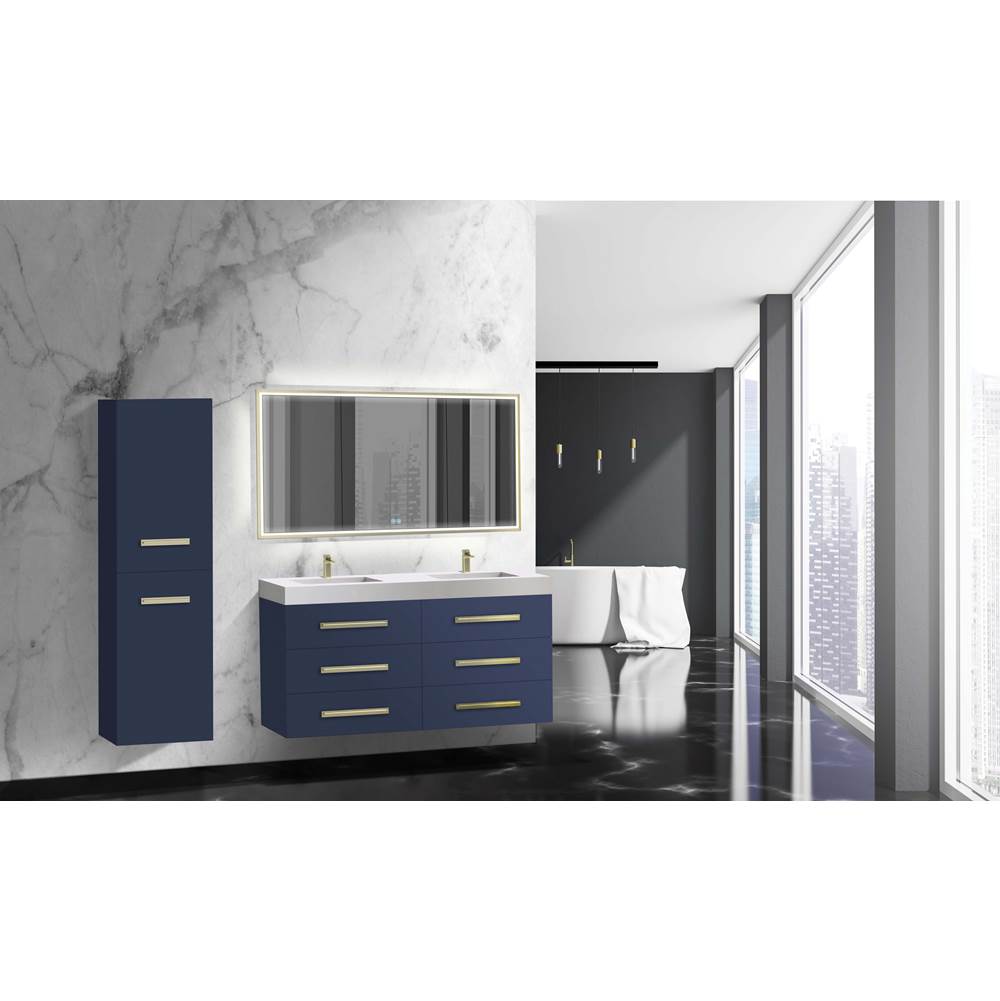 Madeli - Madeli Epic 60D'' Wall hung Vanity Cabinet Sapphire Finish/HW: Polished Nickel(PN) - Sapphire With Polished Nickel