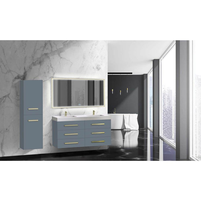 Madeli - Madeli Epic 60D'' Wall hung Vanity Cabinet Studio Grey Finish/HW: Polished Nickel(PN) - Studio Gray With Polished Nickel