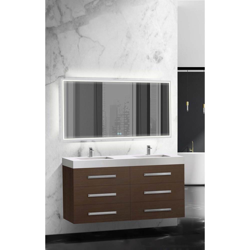 Madeli - Madeli Epic 60D'' Wall hung Vanity Cabinet Walnut Finish/HW: Matte Black(MB) - Walnut With Matte Black