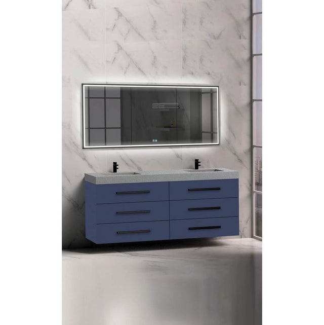 Madeli - Madeli Epic 72'' Wall hung Vanity Cabinet Sapphire Finish/HW: Matte Black(MB) - Sapphire With Matte Black
