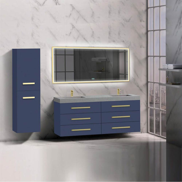 Madeli - Madeli Epic 72'' Wall hung Vanity Cabinet Sapphire Finish/HW: Polished Nickel(PN) - Sapphire With Polished Nickel