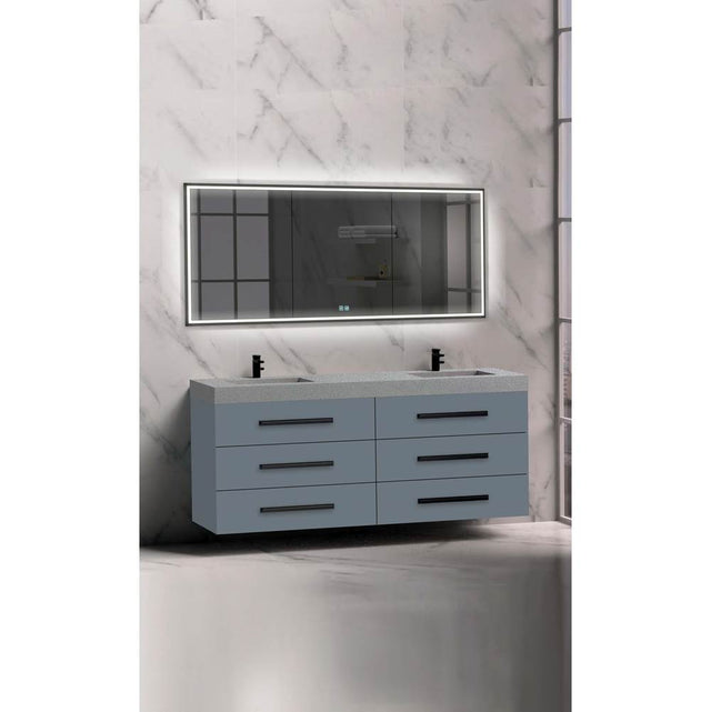 Madeli - Madeli Epic 72'' Wall hung Vanity Cabinet Studio Grey Finish/HW: Matte Black(MB) - Studio Gray With Matte Black