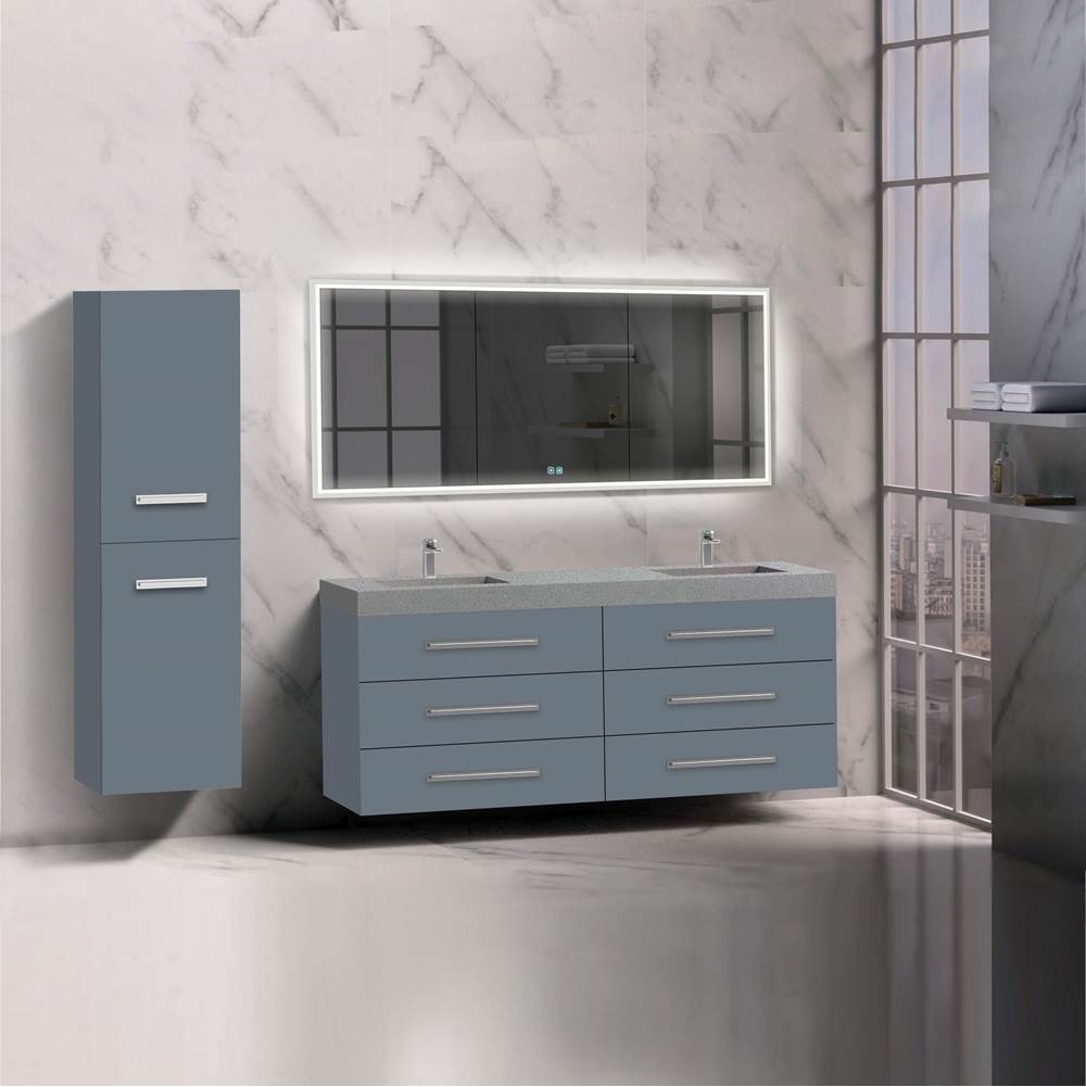 Madeli - Madeli Epic 72'' Wall hung Vanity Cabinet Studio Grey Finish/HW: Polished Chrome(PC) - Studio Gray With Polished Chrome