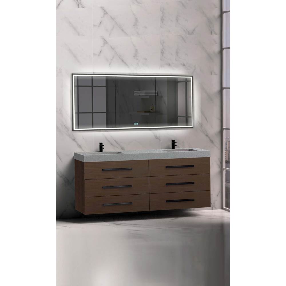 Madeli - Madeli Epic 72'' Wall hung Vanity Cabinet Walnut Finish/HW: Polished Nickel(PN) - Walnut With Polished Nickel