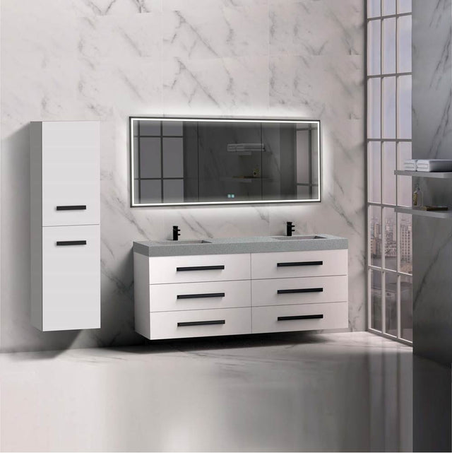 Madeli - Madeli Epic 72'' Wall hung Vanity Cabinet White Finish/HW: Brushed Nickel(BN) - White With Brushed Nickel