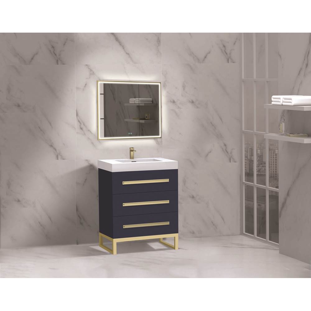 Madeli - Madeli Icon 24'' Free standing Vanity Cabinet in Sapphire/HW: Matte Black(MB) - Sapphire With Matte Black