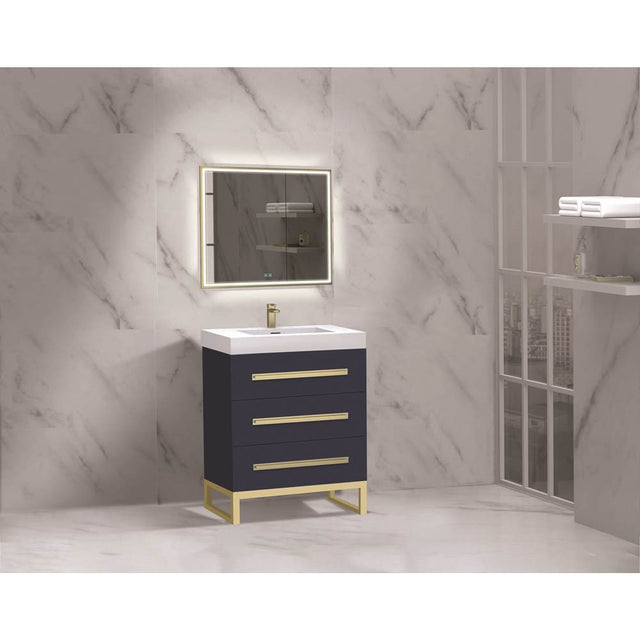 Madeli - Madeli Icon 24'' Free standing Vanity Cabinet in Sapphire/HW: Polished Chrome(PC) - Sapphire With Polished Chrome