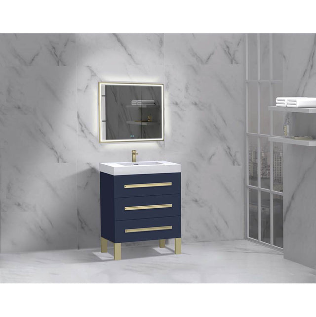 Madeli - Madeli Icon 24'' Free standing Vanity Cabinet in Sapphire/HW: Matte Black(MB) - Sapphire With Matte Black