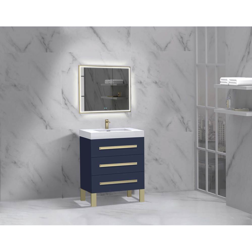 Madeli - Madeli Icon 24'' Free standing Vanity Cabinet in Sapphire/HW: Polished Chrome(PC) - Sapphire With Polished Chrome