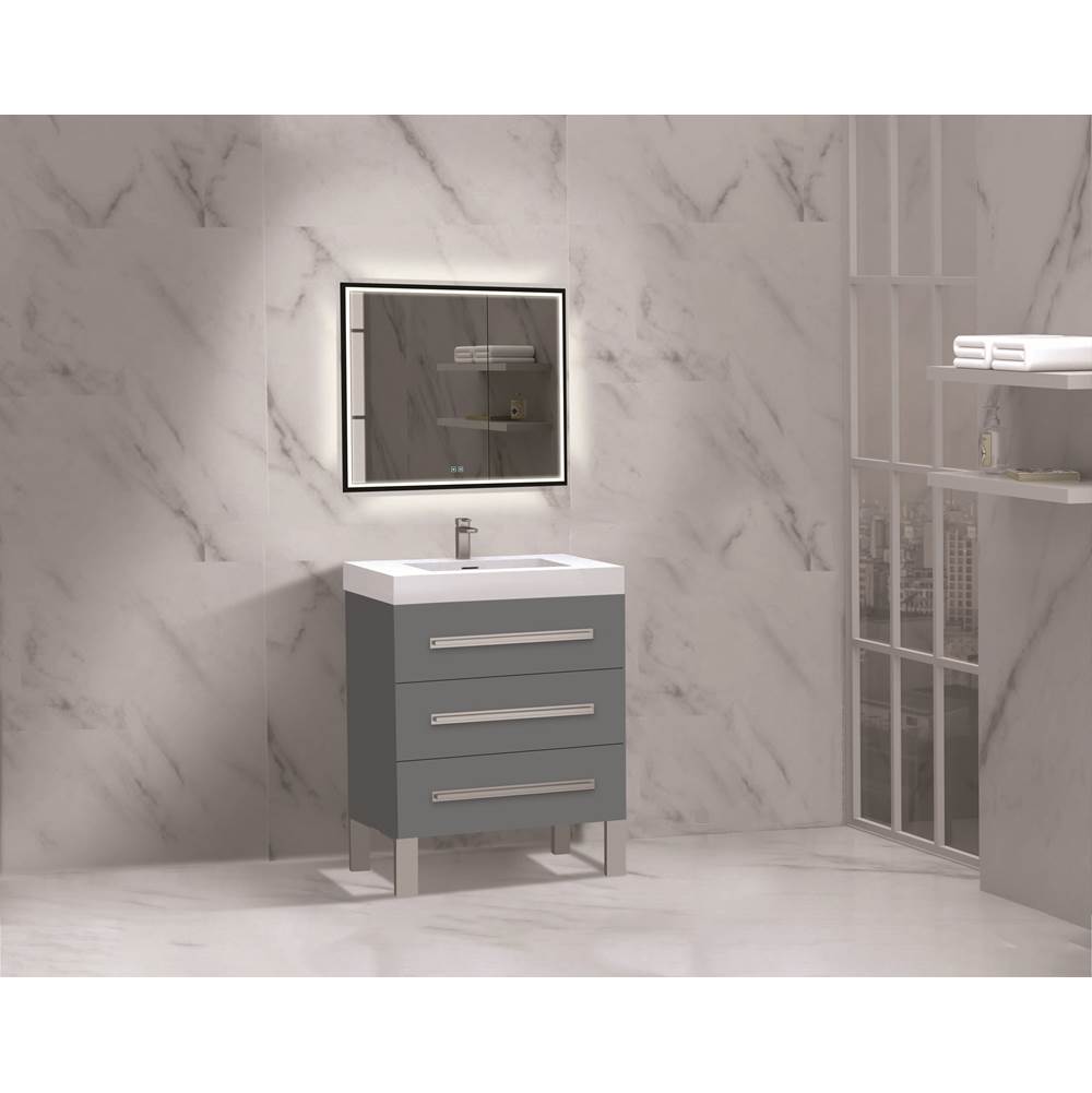 Madeli - Madeli Icon 24'' Free standing Vanity Cabinet in Studio Grey/HW: Polished Chrome(PC) - Studio Gray With Polished Chrome